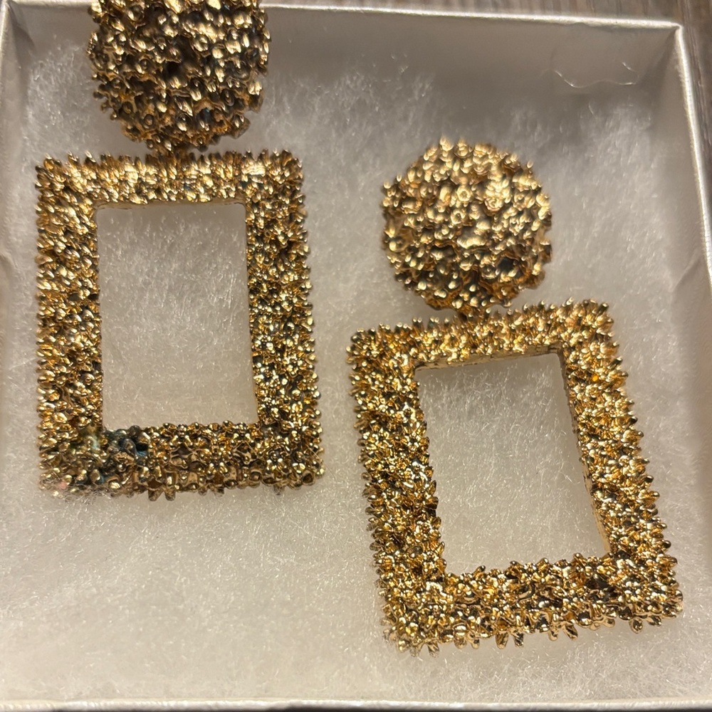 Gold Textured Statement Earrings